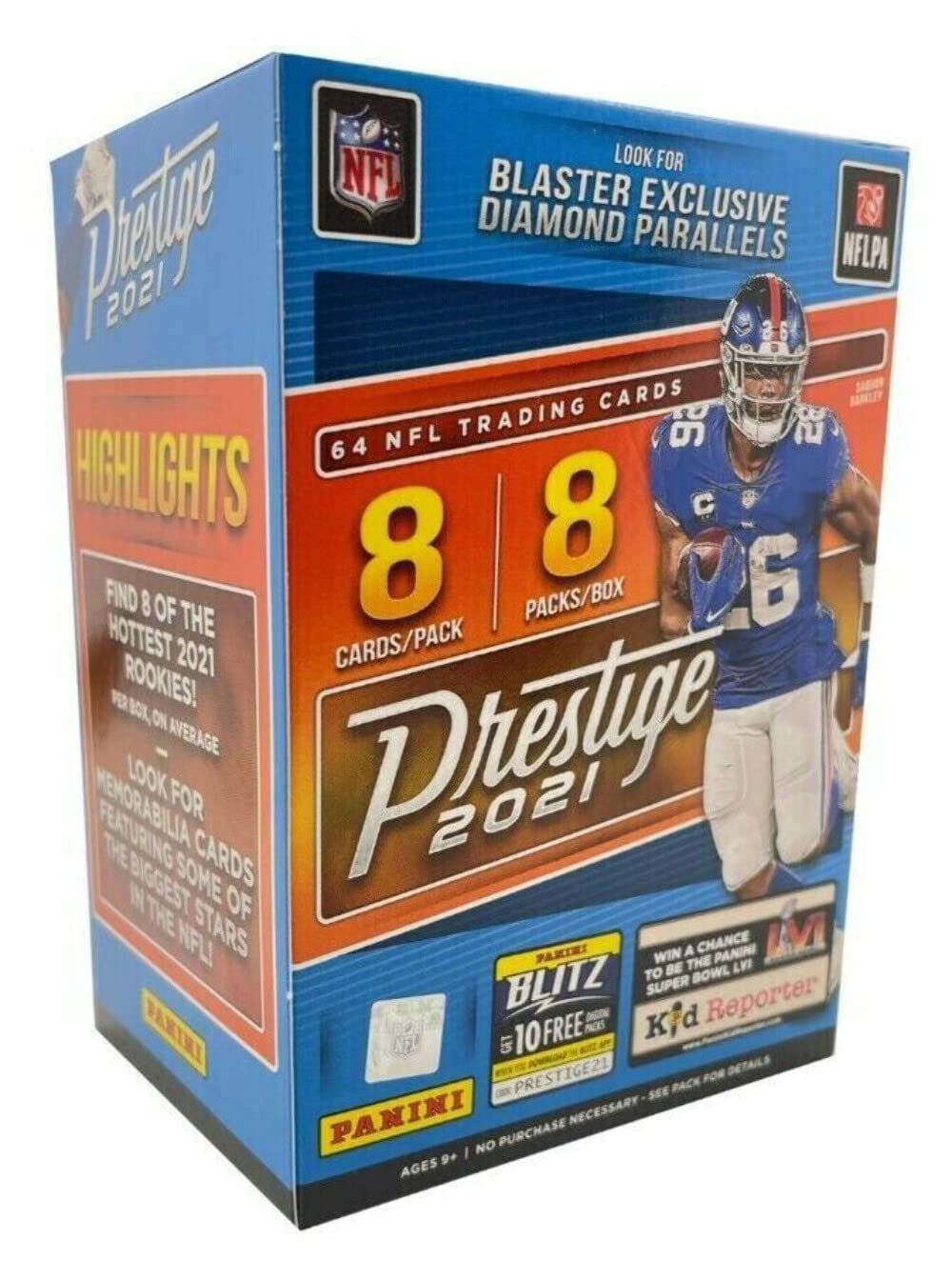 2021 Panini Prestige NFL Football BLASTER Box for Collectors: Diamond Parallel & Memorbilia Cards (64 Cards/Box)
